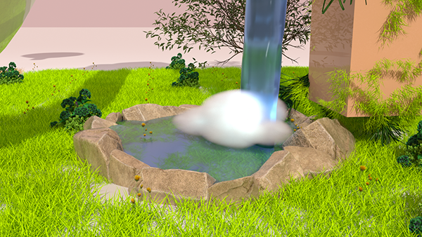 구름이 나오는 신비한 폭포